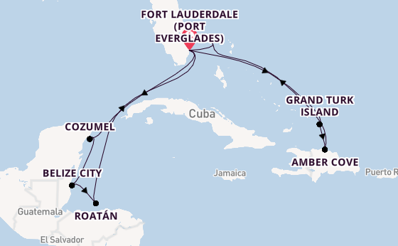 Caribbean from Fort Lauderdale (Port Everglades), Florida, USA with the Star Princess
