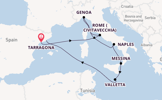 Western Mediterranean from Tarragona, Spain with the MSC Magnifica