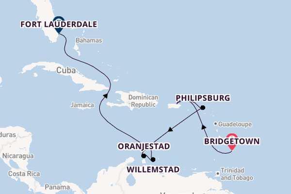 Caribbean vanaf Bridgetown, Barbados met de Crown Princess