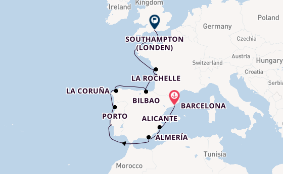 Westelijke Middellandse Zee vanaf Barcelona, Spanje met de Vista