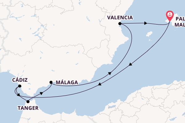 Westliches Mittelmeer ab Palma de Mallorca, Spanien auf der Mein Schiff 4