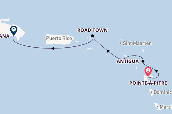 Karibik ab Pointe-à-Pitre, Guadeloupe auf der Costa Fascinosa