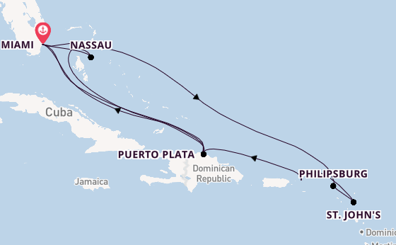 Caribbean from Miami, Florida, USA with the MSC Seashore