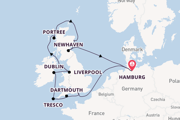 Verenigd Koninkrijk vanaf Hamburg, Duitsland met de MS EUROPA