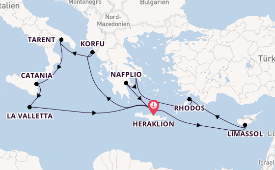Mittelmeer ab Heraklion, Griechenland auf der Mein Schiff 5