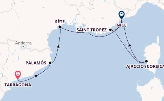 Westelijke Middellandse Zee vanaf Tarragona, Spanje met de Azamara Quest
