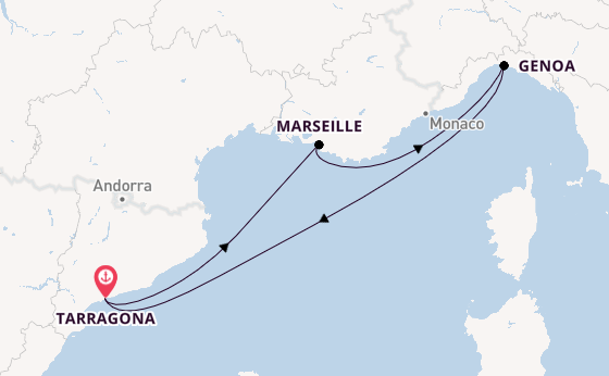 Western Mediterranean from Tarragona, Spain with the MSC Euribia
