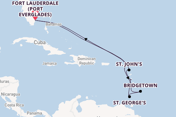 Southern Caribbean from Fort Lauderdale (Port Everglades), Florida, USA with the Celebrity Eclipse