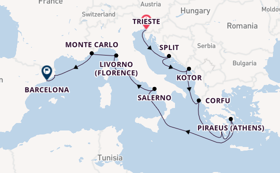 Mediterranean from Trieste, Italy with the Marina