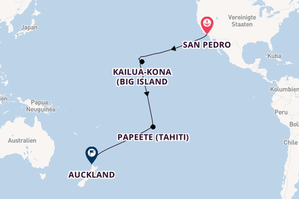 Transpazifik ab San Pedro, Los Angeles, USA auf der Royal Princess