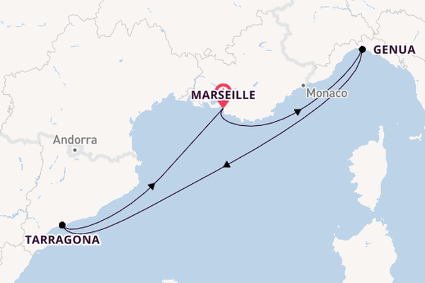 Westelijke Middellandse Zee vanaf Marseille, Frankrijk met de MSC Euribia