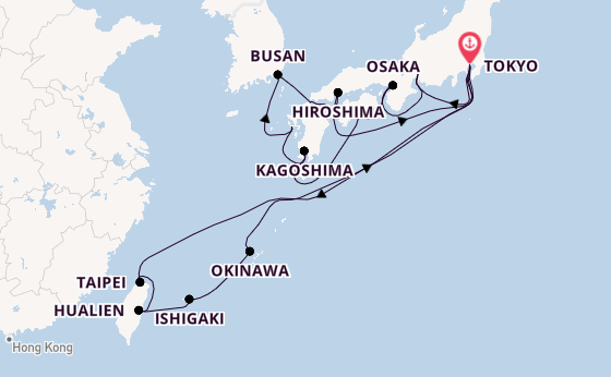 Japan from Tokyo, Japan with the Diamond Princess