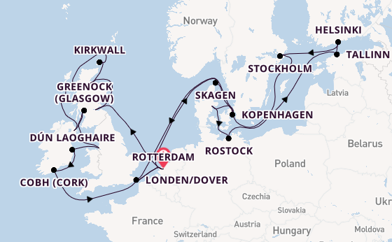 Britse Eilanden vanaf Rotterdam, Nederland met de Nieuw Statendam