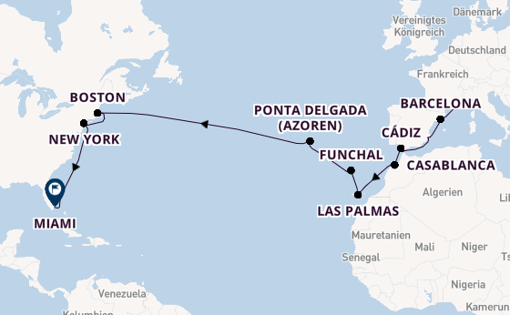 Transatlantik ab Marseille, Frankreich auf der MSC Meraviglia
