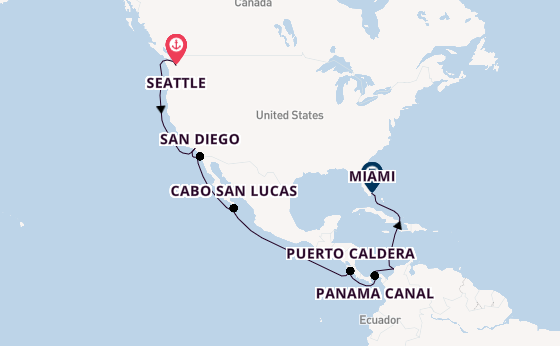 USA West Coast from Seattle, Washington, USA with the MSC Poesia