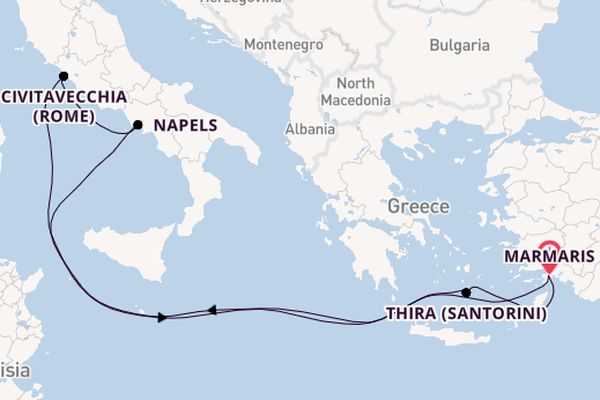 Middellandse Zee vanaf Marmaris, Turkije met de MSC Divina