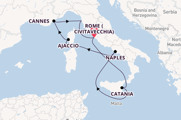 Western Mediterranean from United Kingdom with the Scarlet Lady