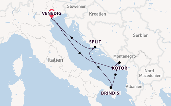 Mittelmeer ab Venedig, Italien auf der MSC Armonia 
