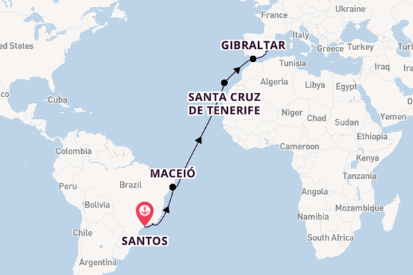 Transatlantic & Repositioning from Santos, Brazil with the MSC Seaview