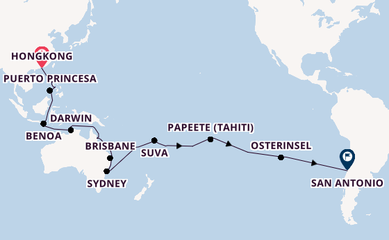 Transpazifik ab Hongkong, China auf der Costa Serena