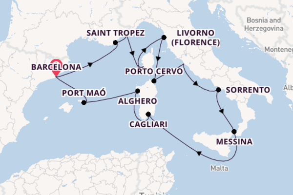 Westelijke Middellandse Zee vanaf Barcelona, Spanje met de EXPLORA II