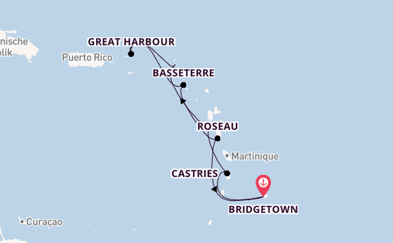 Südliche Karibik ab Bridgetown, Barbados auf der Silver Spirit