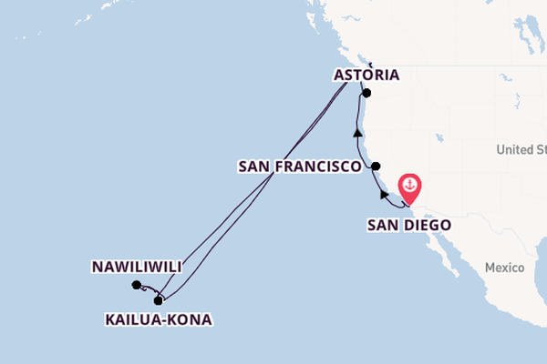 Polynesië vanaf San Diego, Verenigde Staten met de Nieuw Amsterdam