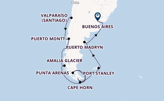 South America from Valparaíso (Santiago), Chile with the Viking Star