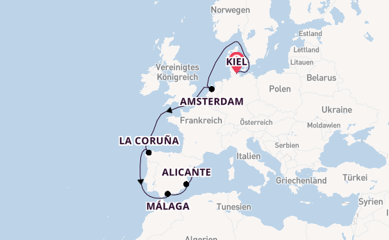 Westliches Mittelmeer ab Kiel, Deutschland auf der MSC Euribia