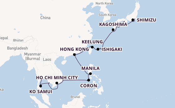 East Asia from Laem Chabang (Bangkok), Thailand with the Riviera
