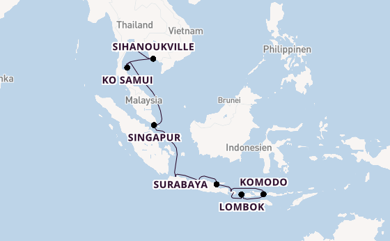 Südostasien ab Bali, Indonesien auf der Nautica