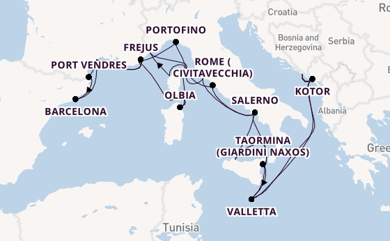 Western Mediterranean from Dubrovnik, Croatia with the Seabourn Ovation 