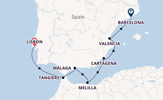 Mediterranean Sea from Lisbon, Portugal with the Seven Seas Voyager