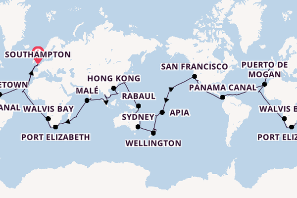 World Cruise from Southampton, England with the Arcadia