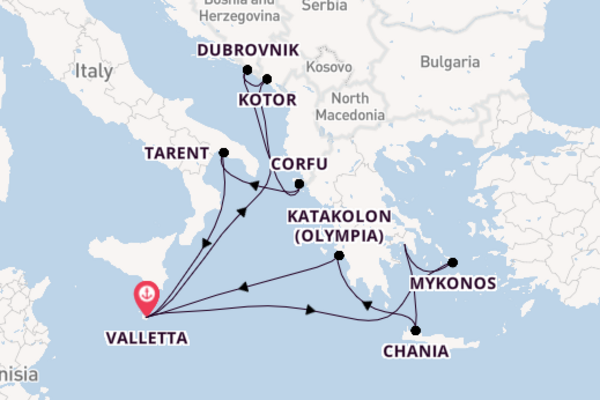 15 day journey on board the Azura from Valletta