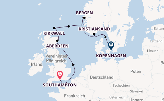 Vereinigtes Königreich ab Southampton, Großbritannien auf der Vista