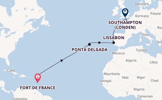 Caribbean vanaf Fort de France, Martinique met de MSC Meraviglia