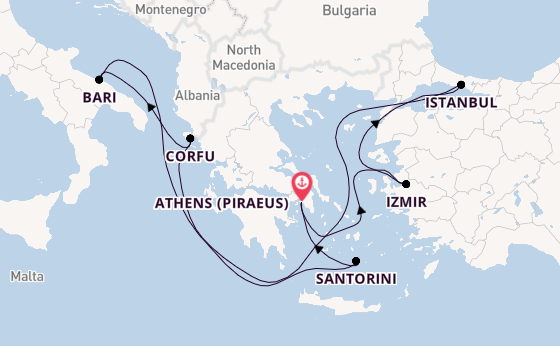 Mediterranean Sea from Athens (Piraeus), Greece with the MSC Orchestra 