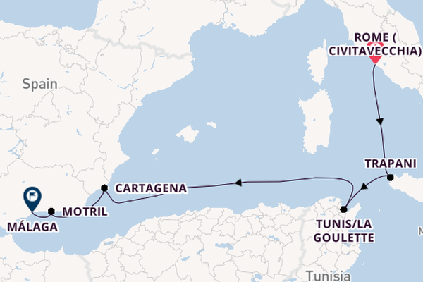 Western Mediterranean from Rome (Civitavecchia), Italy with the Azamara Onward