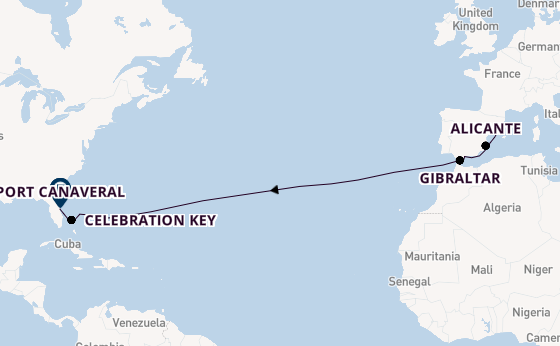 trans-Atlantisch vanaf Barcelona, Spanje met de Carnival Freedom