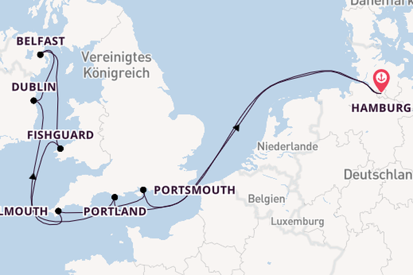Britische Inseln ab Hamburg, Deutschland auf AIDAsol