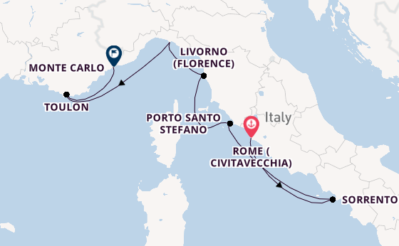 Western Mediterranean from Rome (Civitavecchia), Italy with the Silver Ray