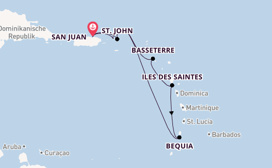 Karibik ab San Juan, Puerto Rico auf der Silver Shadow