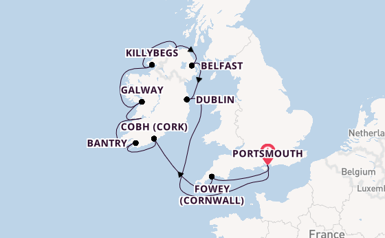 Britse Eilanden vanaf Portsmouth, Engeland met de Azamara Quest