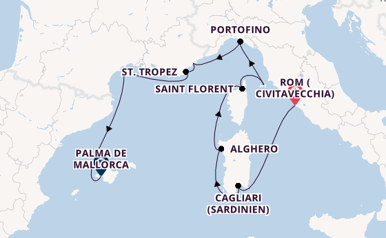 Westliches Mittelmeer ab Civitavecchia (Rom), Italien auf der EUROPA 2