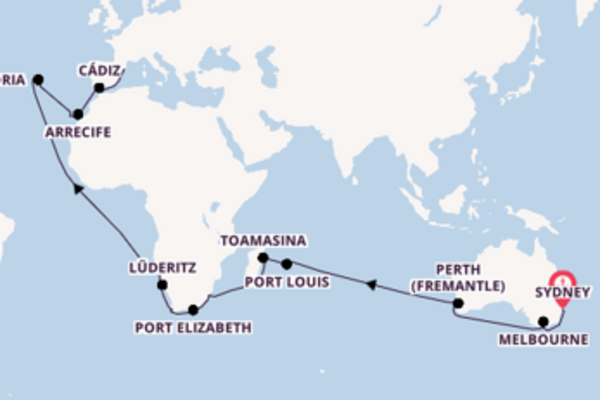 Africa from Sydney, Australia with the Costa Deliziosa