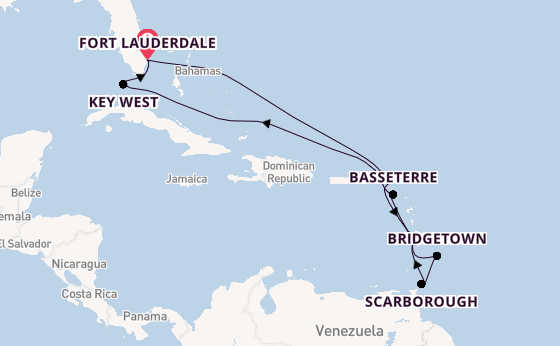 Caribbean vanaf Fort Lauderdale, Verenigde Staten met de Nieuw Amsterdam