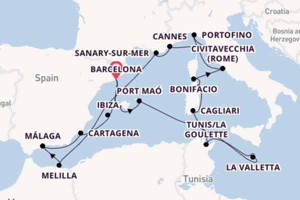 Westelijke Middellandse Zee vanaf Barcelona, Spanje met de Seabourn Sojourn