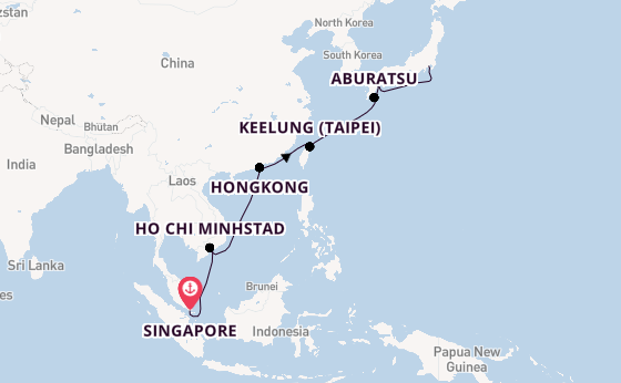 Oost-Azië vanaf Singapore, Singapore met de Silver Moon