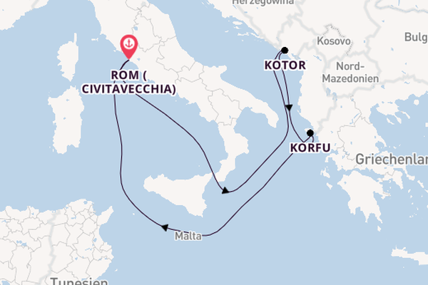 Mittelmeer ab Rom (Civitavecchia), Italien auf der Enchanted Princess